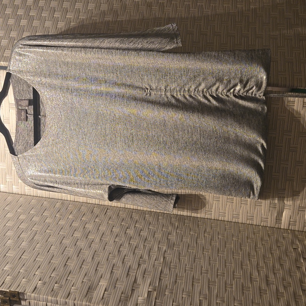 Travelers Collection by Chico's 3/4 Sleeve Metallic Dualsidestring  Waist Blouse